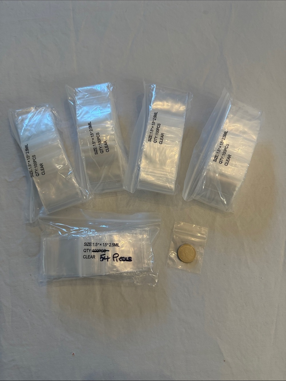 Clear Small Resealable Poly Storage Zip Bags 2.5 Mil 1.5”x1.5”